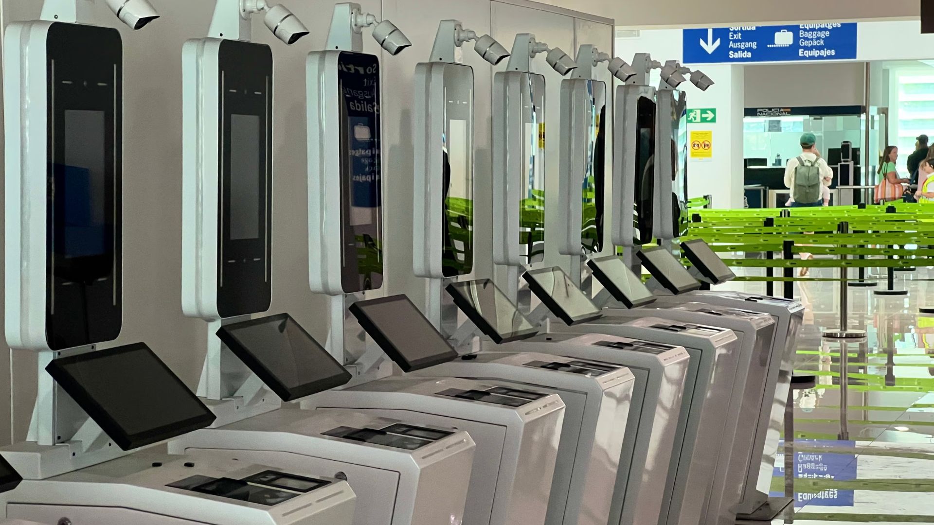 Row of biometric machines