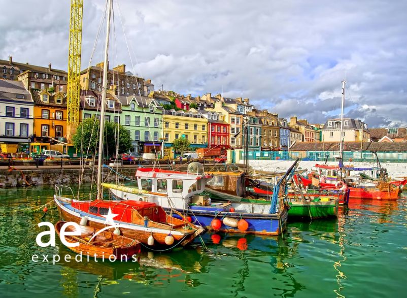 Cobh Harbour in County Cork, Ireland.