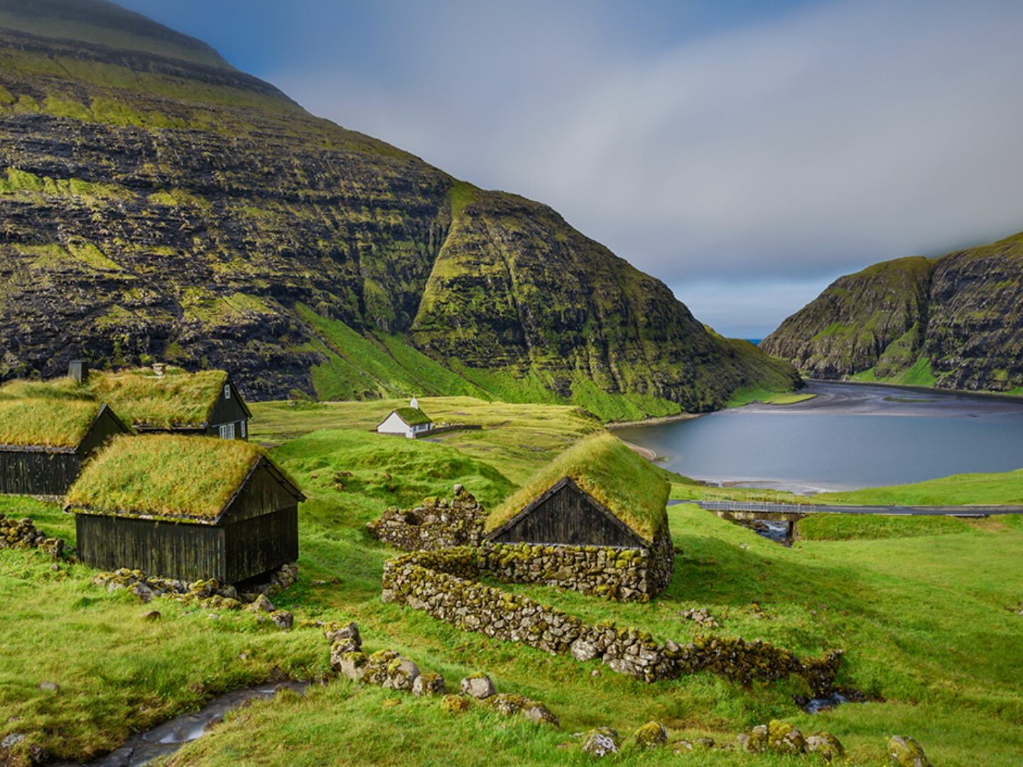 Saksun village on Streymoy in the Faroe Islands.