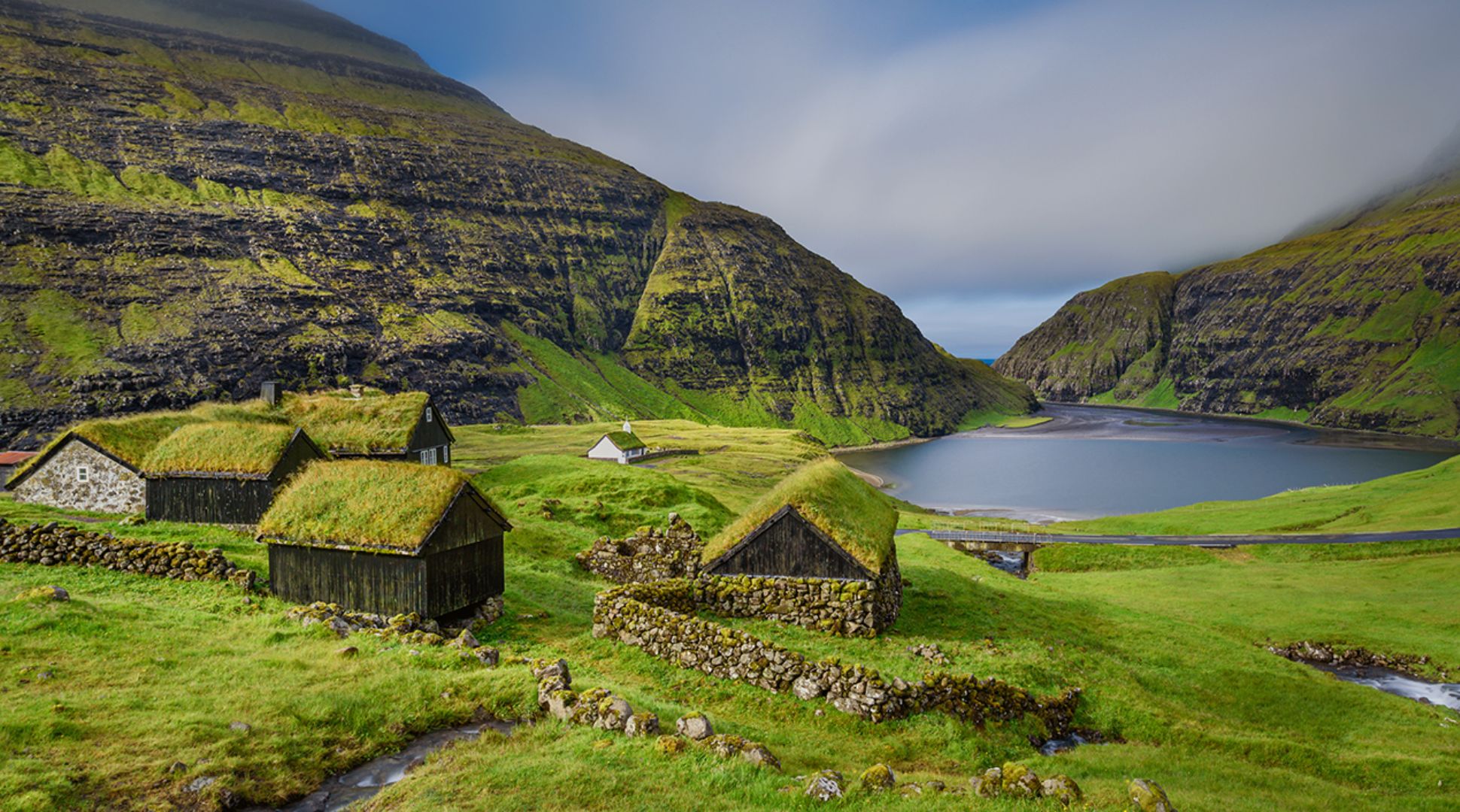Saksun village on Streymoy in the Faroe Islands.